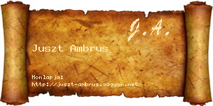 Juszt Ambrus névjegykártya